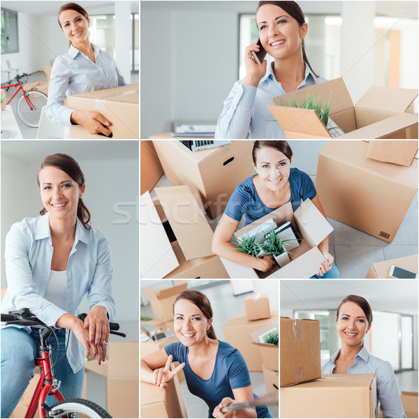 Nuova vita giovani donna sorridente movimento ufficio Foto d'archivio © stokkete