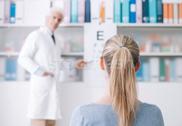 Exam with an eye doctor Stock photo © stokkete