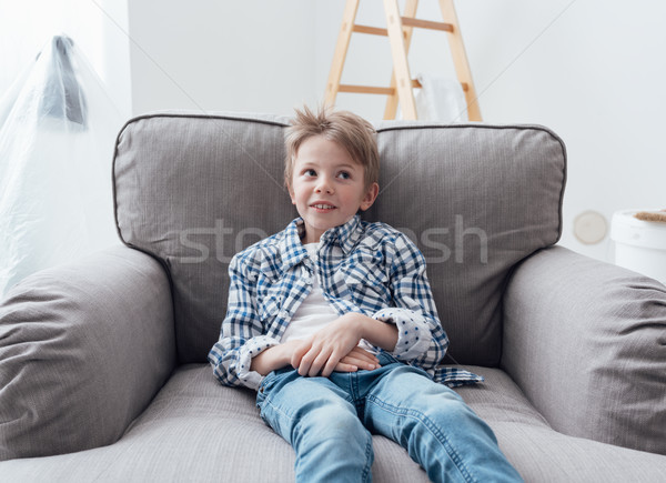 Cute boy relaxing at home Stock photo © stokkete