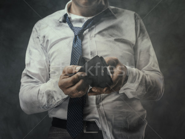 Arbeitslose Geschäftsmann leer Brieftasche unordentlich Corporate Stock foto © stokkete