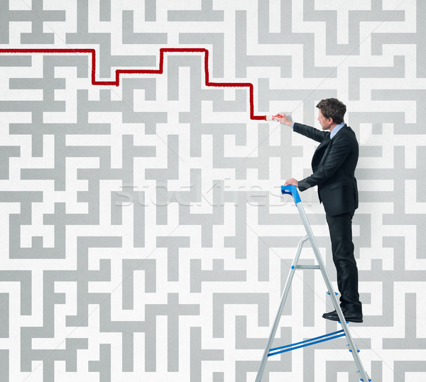 Strategie elegant om de afaceri scară labirint Imagine de stoc © stokkete