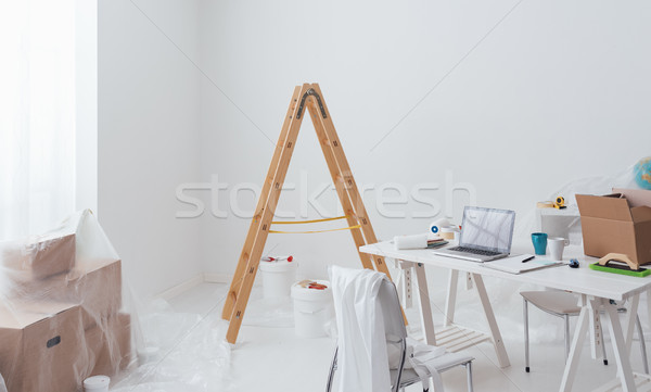 Otthon átalakítás rendbehoz dekoráció belső létra Stock fotó © stokkete