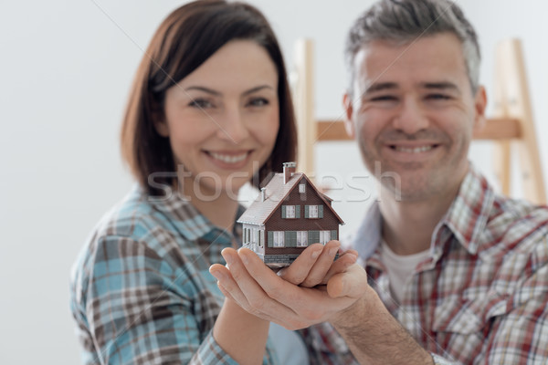 álom ház boldog pár tart kezek Stock fotó © stokkete
