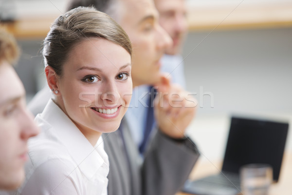 Sorrindo sessão reunião de negócios colegas retrato bastante Foto stock © stokkete