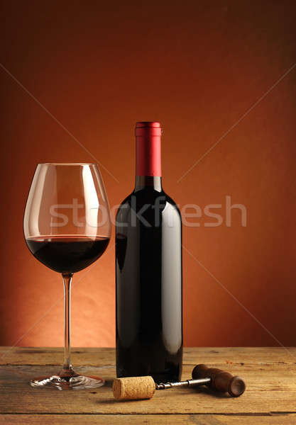 Stock foto: Rotwein · Flasche · Glas