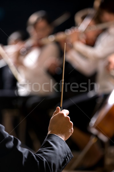 Foto stock: Orquesta · etapa · sinfonía · manos · primer · plano