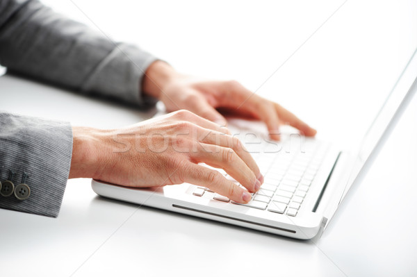 Stockfoto: Werken · laptop · zakenman · laptop · computer · witte