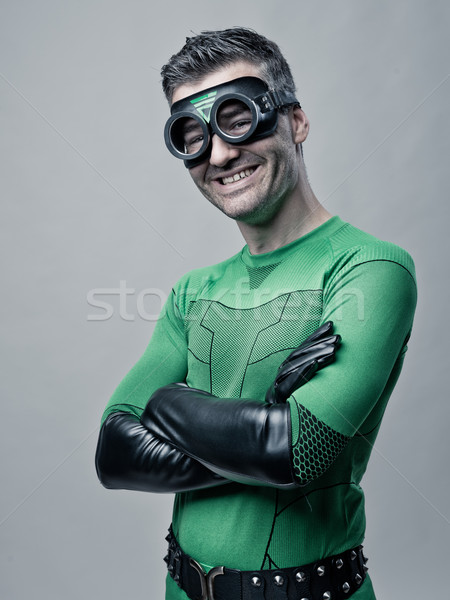 Stockfoto: Vrolijk · groene · kostuum · glimlachend