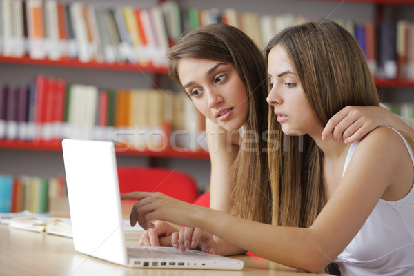 Twee vrienden naar computer technologie Stockfoto © stokkete