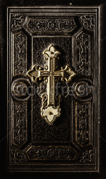Precious antique Bible cover with golden cross Stock photo © stokkete