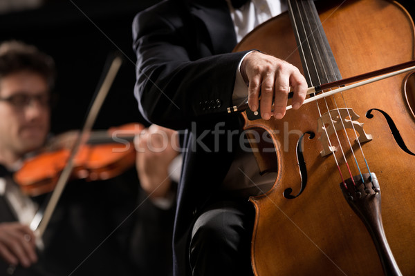 Szimfónia zenekar előadás közelkép cselló profi Stock fotó © stokkete