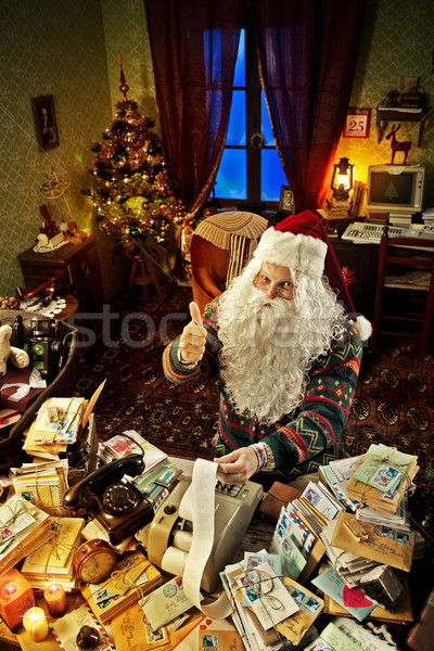 Stockfoto: Kerstman · portret · tonen · home · brief