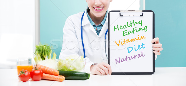 Foto stock: Nutricionista · médico · retrato · alegre · salud · profesional