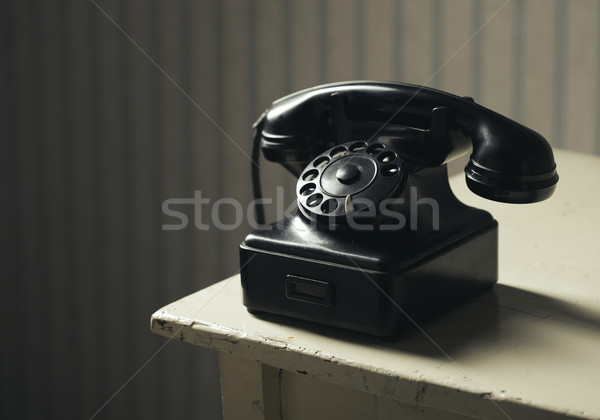 Telefon Holztisch Business Tabelle Kommunikation schwarz Stock foto © stokkete