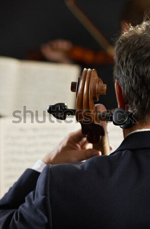 Klasszikus zene koncert szimfónia hegedűművész zene lap Stock fotó © stokkete