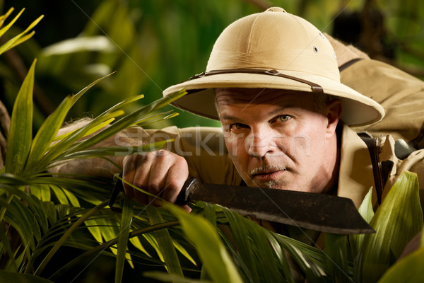 Stock foto: Dschungel · Überleben · Abenteurer · Regenwald · halten