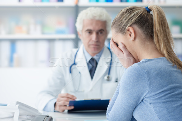 Woman receiving bad news from her doctor Stock photo © stokkete