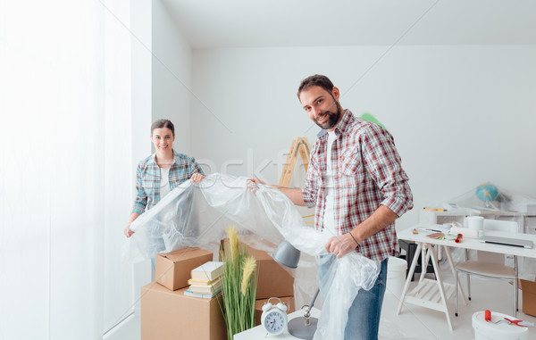 Preparing a room for painting Stock photo © stokkete