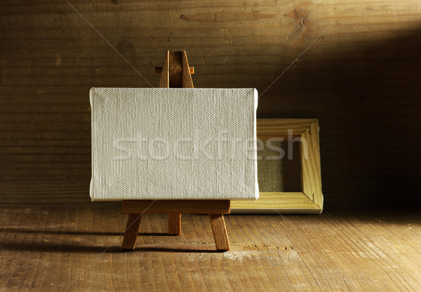 studio painter with easel and canvas, old wood Stock photo © stokkete