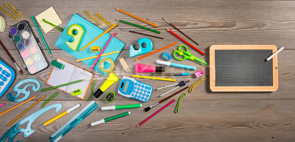 Zurück in die Schule farbenreich Schreibwaren Stock bewegen wenig Stock foto © stokkete