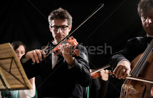 串 樂隊 性能 階段 小提琴 商業照片 © stokkete