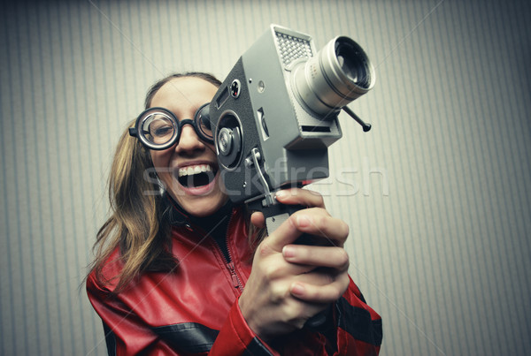 Funny film kobieta okulary portret Zdjęcia stock © stokkete