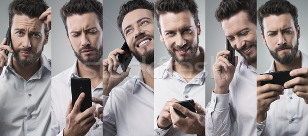 Biznesmen telefonu Fotografia kolaż rozmowa telefoniczna Zdjęcia stock © stokkete