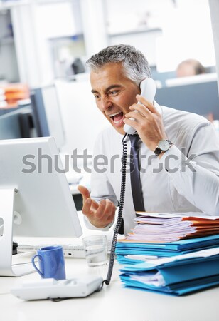 Gute Nachrichten reifen Geschäftsmann sprechen Telefon Büro Stock foto © stokkete