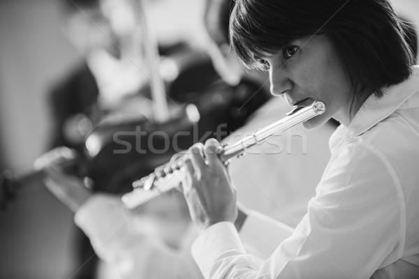 Spelen instrument fase professionele vrouwelijke klassieke muziek Stockfoto © stokkete