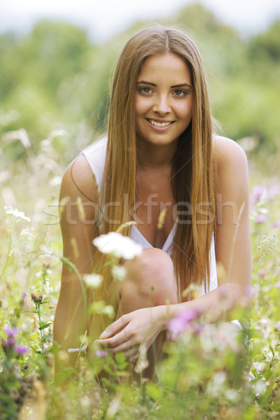 美しい 笑顔の女性 屋外 楽しい 肖像 ストックフォト © stokkete