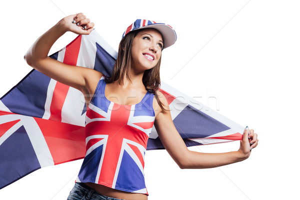 Cheerful English girl with a flag Stock photo © stokkete