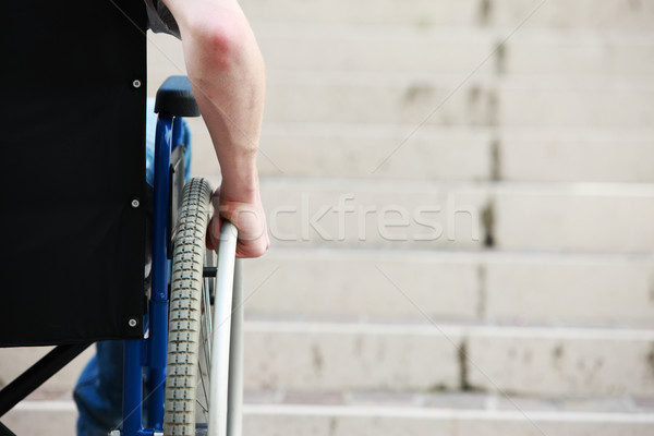 Rolstoel trap gebruiker trappenhuis patiënt vergadering Stockfoto © stokkete