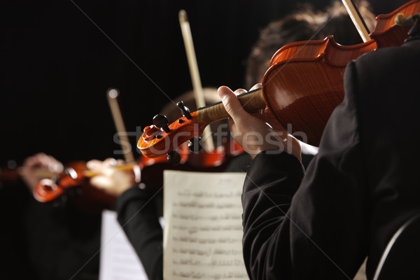 Klasszikus zene koncert szimfónia zene hegedűművész kéz Stock fotó © stokkete