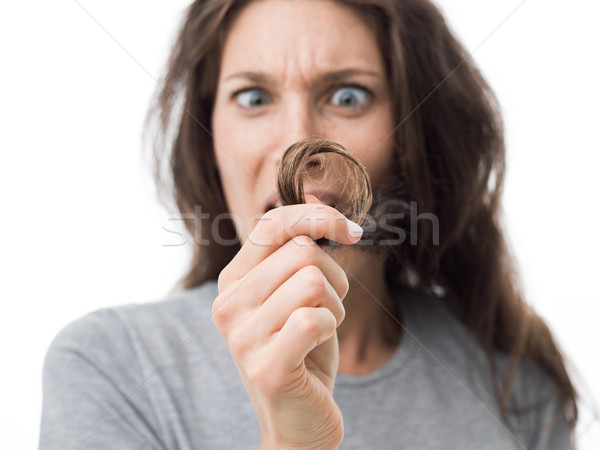 Beschadigd haren ontdaan boos vrouw rommelig Stockfoto © stokkete