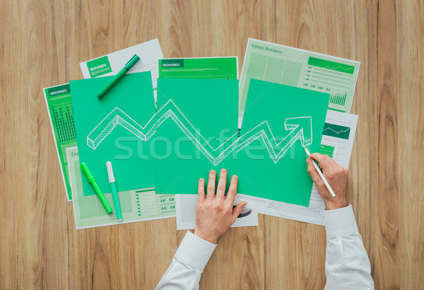 Stock fotó: Pénzügyi · siker · üzletember · rajz · diagram · nyíl