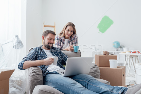 Couple relaxing during home renovation Stock photo © stokkete