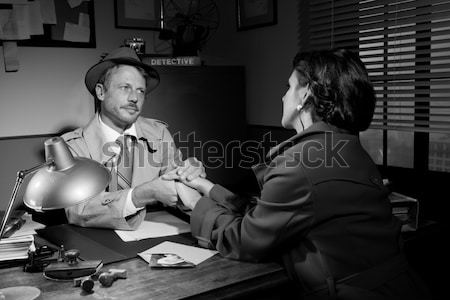 Getuige interview politie station knap detective Stockfoto © stokkete