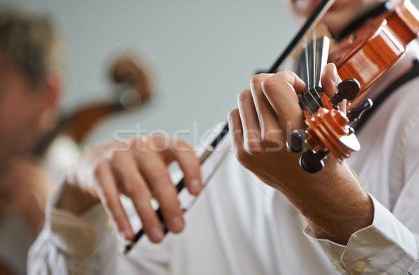 ストックフォト: バイオリニスト · チェリスト · 演奏 · コンサート · 男性
