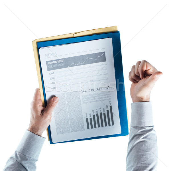 Zdjęcia stock: Udany · biznesmen · sprawozdanie · finansowe · biały