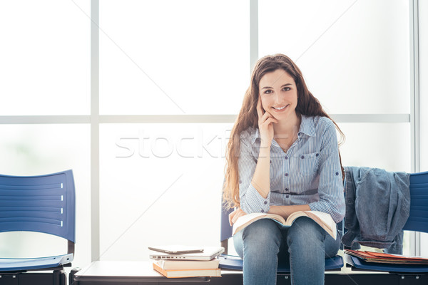 Stock photo: Student reviewing before an exam