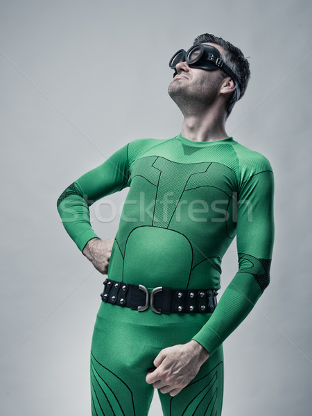 Foto stock: Funny · perezoso · verde · hombre