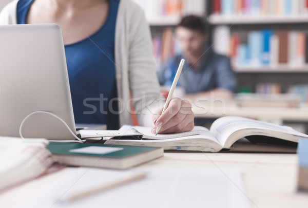Stock photo: Girl studying in the classroom