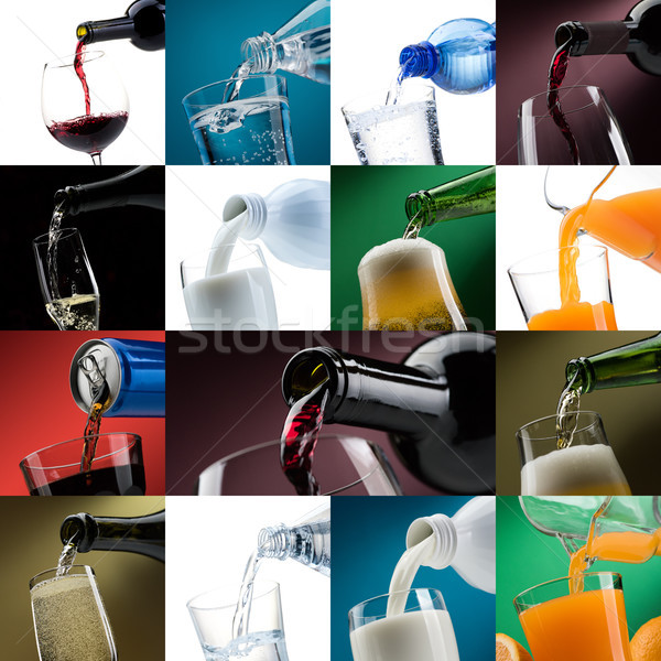 áramló italok szemüveg fotó gyűjtemény mozaik Stock fotó © stokkete