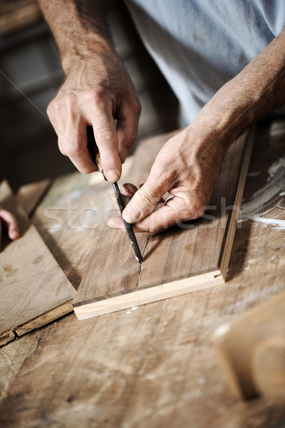 Hände Handwerker Holz Arbeit Zimmermann Hobby Stock foto © stokkete