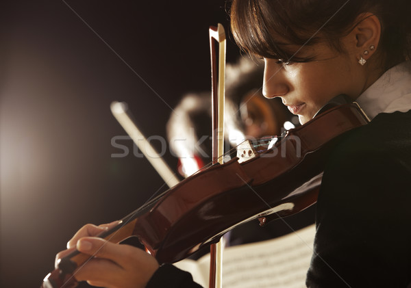 Geiger Frau spielen Konzert klassische Musik Kunst Stock foto © stokkete