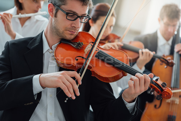 Zenekar fonal részleg előad klasszikus zene szimfónia Stock fotó © stokkete