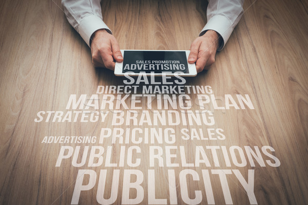 üzlet marketing fogalmak iroda asztali üzletember Stock fotó © stokkete