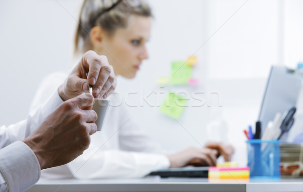 Stock photo: Young business man taking coffee break