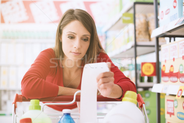 ストックフォト: 高価な · 食料品 · 女性 · ショッピング · スーパーマーケット · 長い