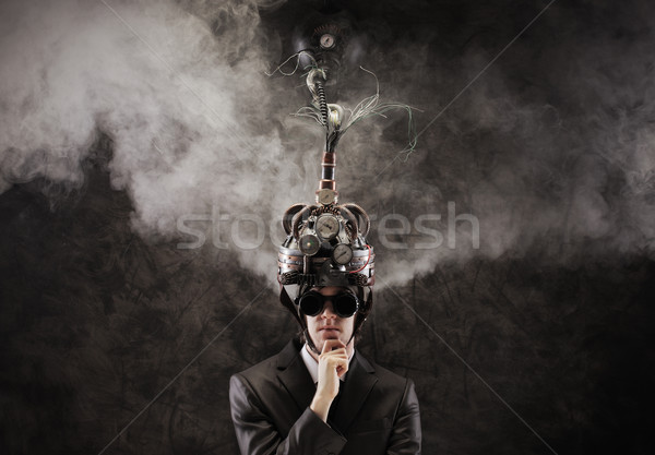 Akla kontrol iş adamı kask fikirler Stok fotoğraf © stokkete